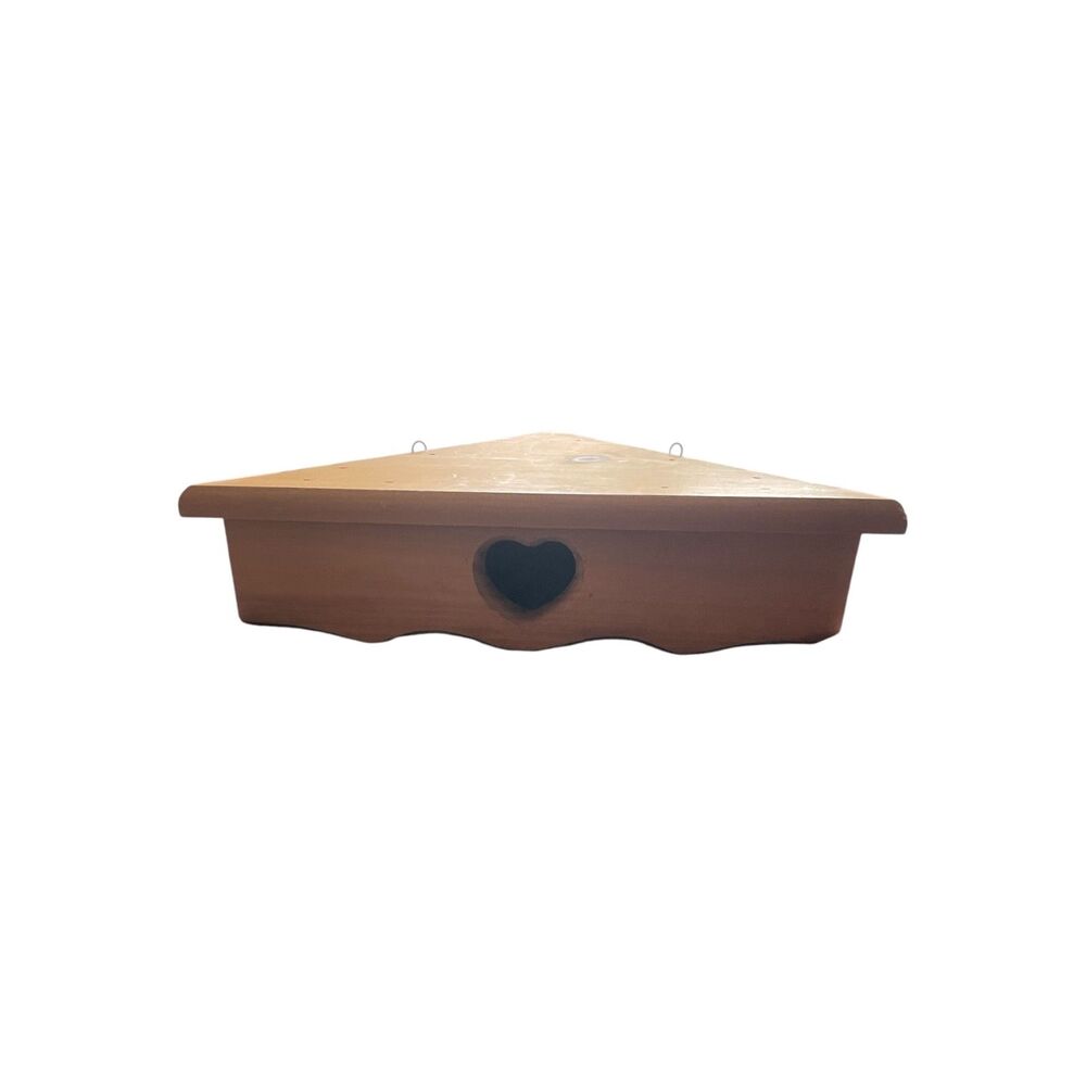 Vintage 90s Wooden Heart Cut Out Corner Wall Shelf Cottagecore Country Farmhouse